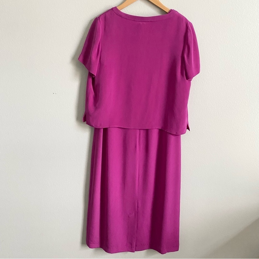 Coldwater Creek Fuchsia Pink Silk Chiffon Sheath Dress and Shrug Set Size 12 - Picture 3 of 5